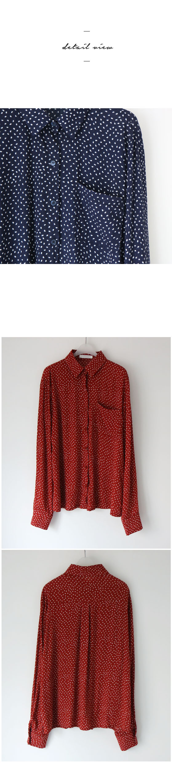 Dot blouse red. Navy polka dots chiffon shirt woma
