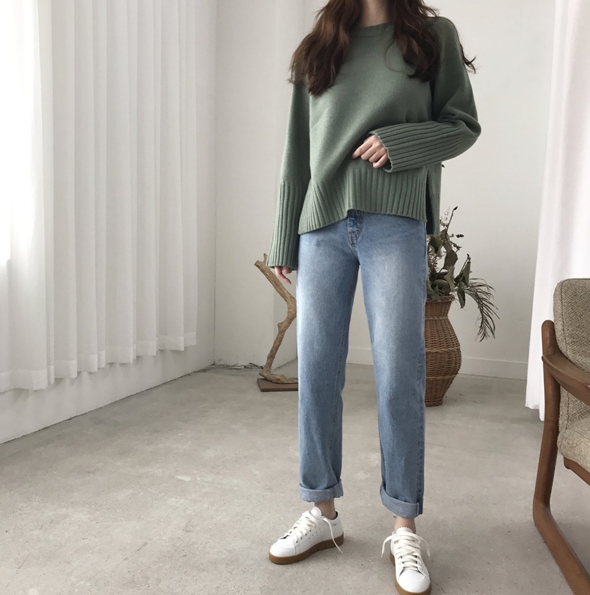 Women Jeans Pants Roll-up Denim Pants Fit Fall Aut