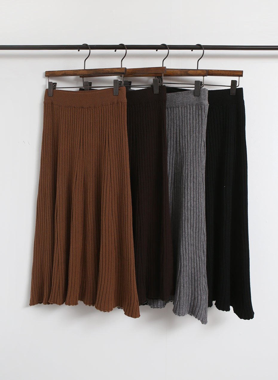 Winter Banding Flare Wrinkled Skirt Women Long Ple
