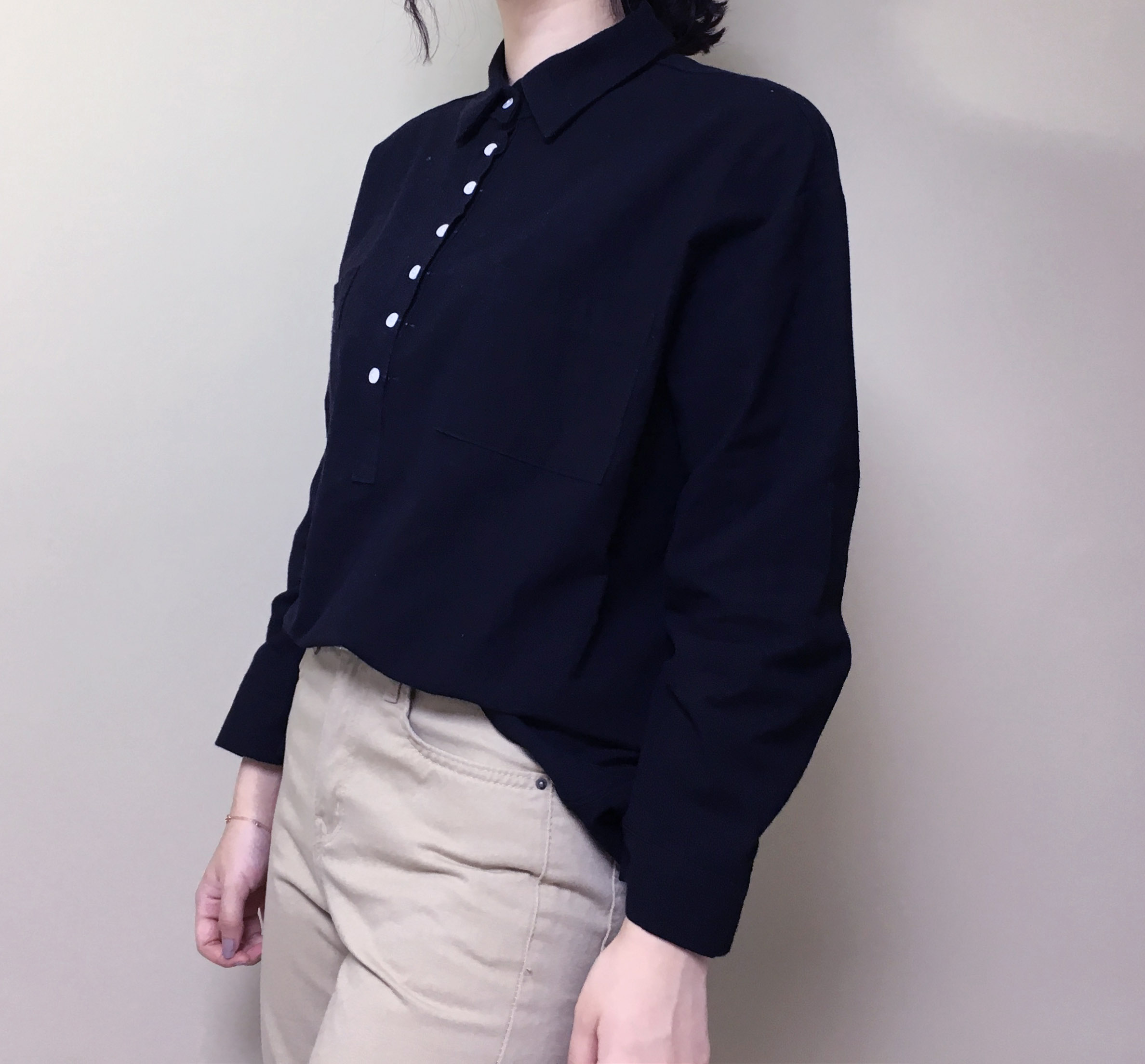 Half-open half-button cotton shirt southern color 