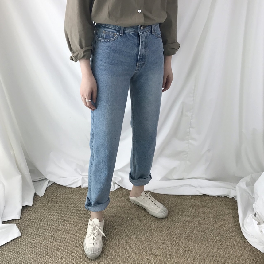 Women Jeans Pants Roll-up Denim Pants Fit Fall Aut