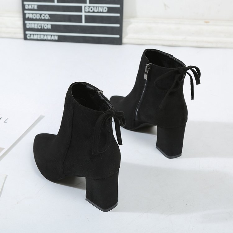 Premium Ribbon Sunglasses Suede Angle Boots 3color