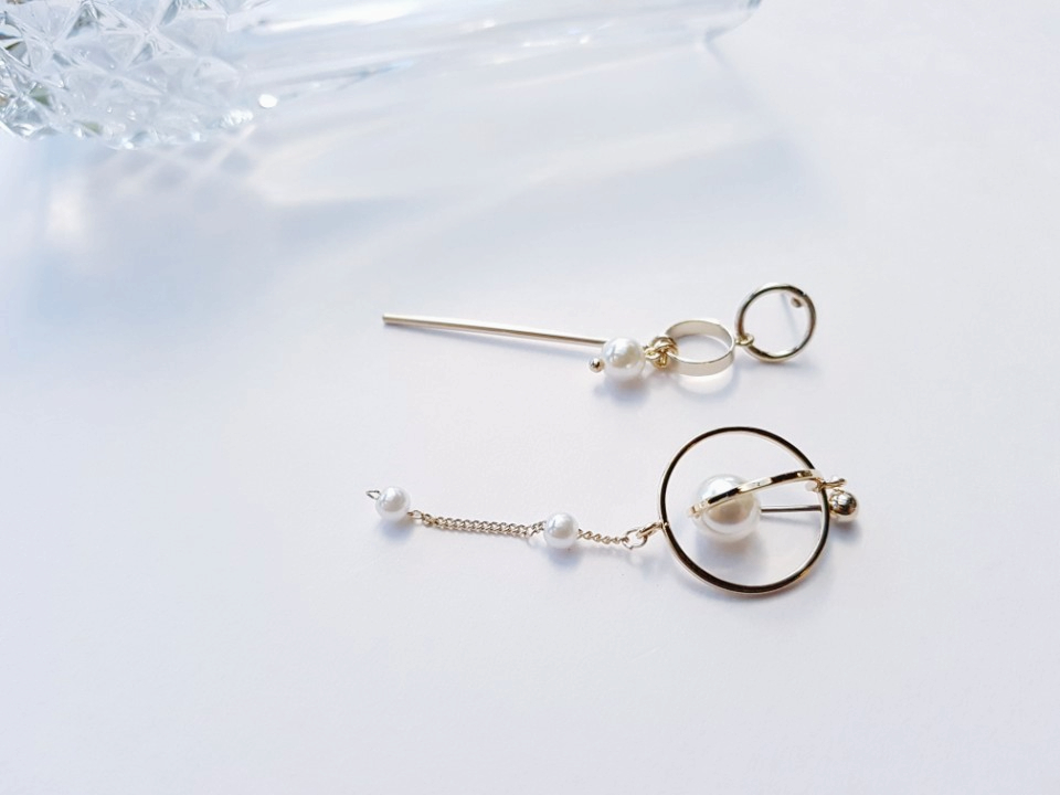 Pearl chain bar drop earrings girlfriend gift fanc