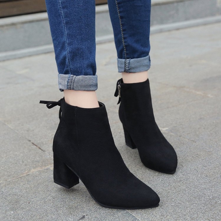 Premium Ribbon Sunglasses Suede Angle Boots 3color