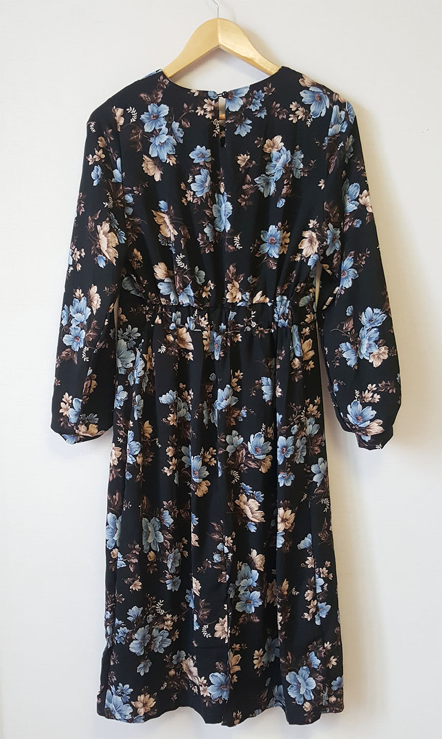 New Women Dress Autumn Flower Pattern Waist Bendin