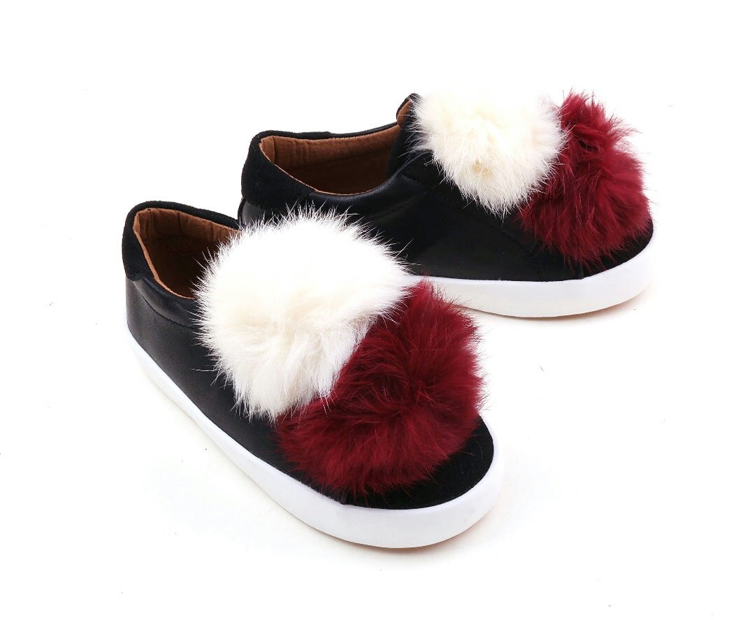 NEW KIDS SHOES baby girl child black white slip-on