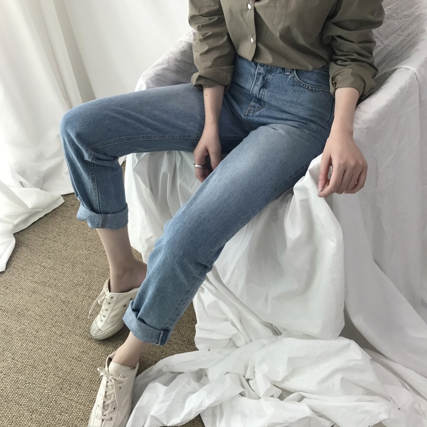 Women Jeans Pants Roll-up Denim Pants Fit Fall Aut