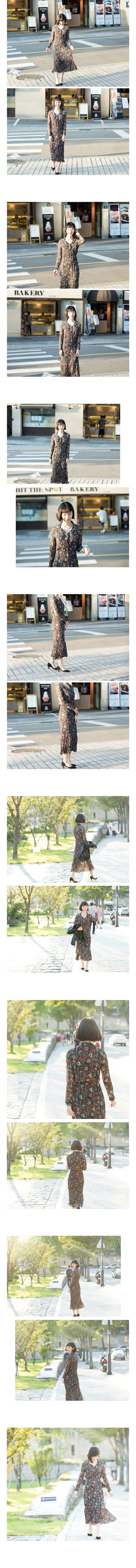 New Women's Dress Autumn Flower Long Dress Top 