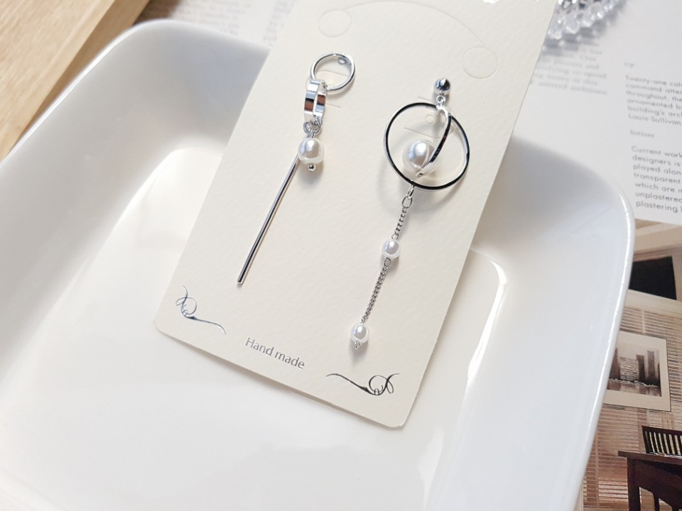 Pearl chain bar drop earrings girlfriend gift fanc