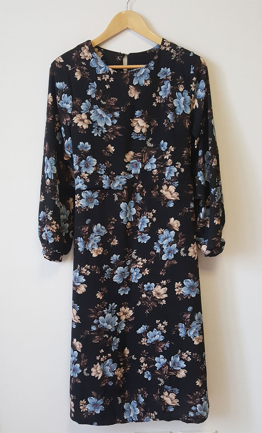 New Women Dress Autumn Flower Pattern Waist Bendin