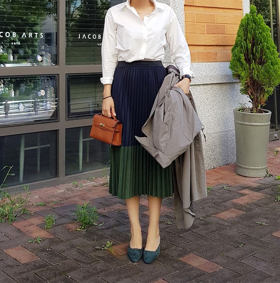 Wool color pleated pleated skirt 2color skirt 30s 
