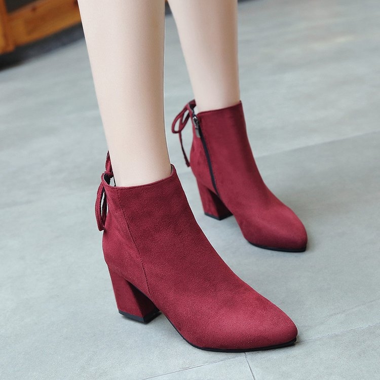 Premium Ribbon Sunglasses Suede Angle Boots 3color