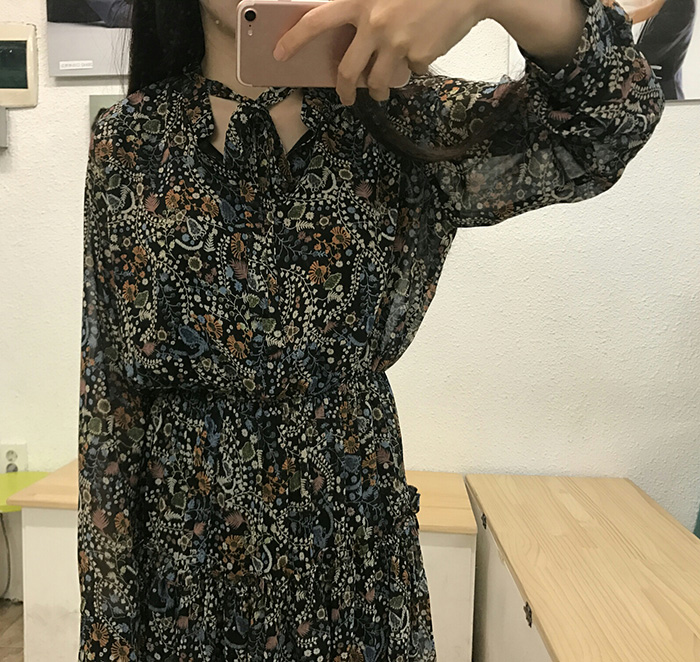 New Women Dress Flower Chiffon Long Dress