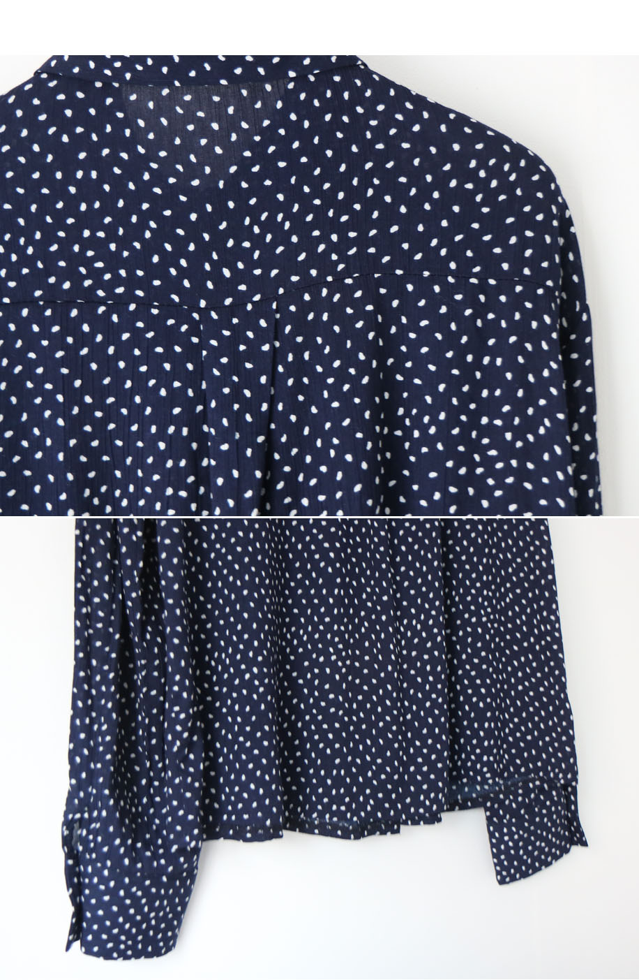 Dot blouse red. Navy polka dots chiffon shirt woma