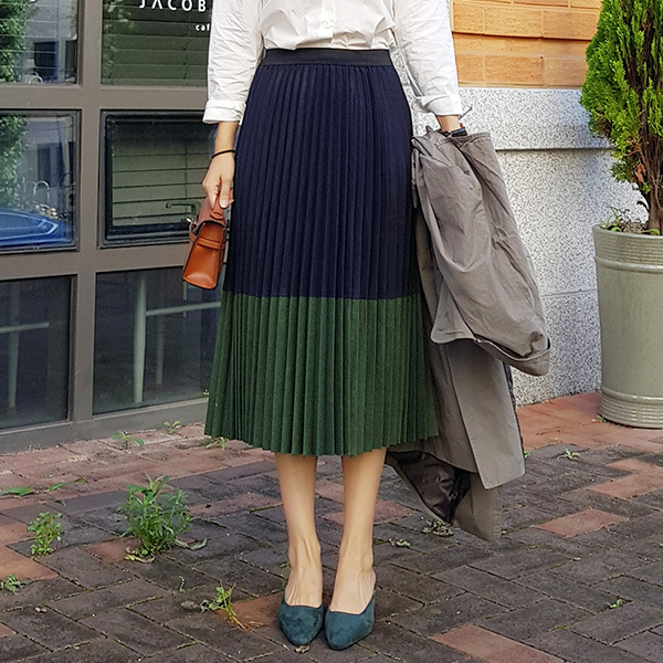 Wool color pleated pleated skirt 2color skirt 30s 
