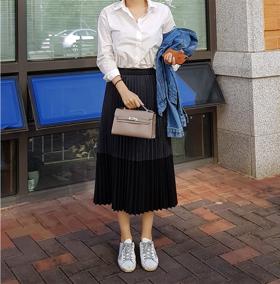 Wool color pleated pleated skirt 2color skirt 30s 