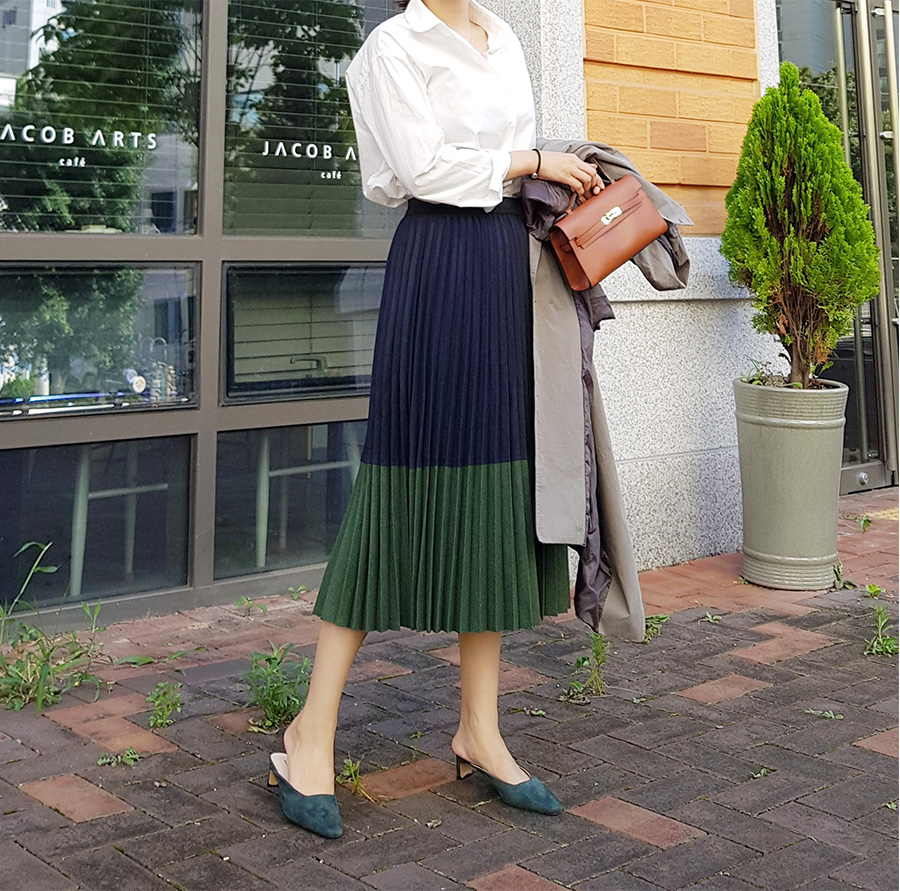 Wool color pleated pleated skirt 2color skirt 30s 