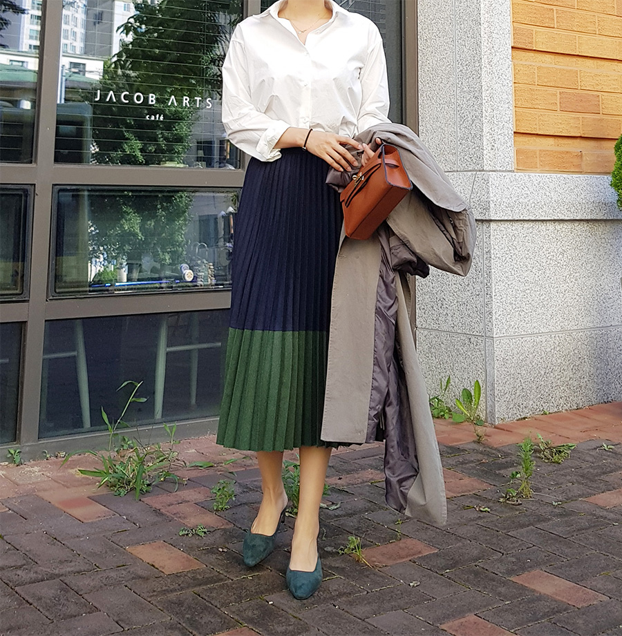 Wool color pleated pleated skirt 2color skirt 30s 