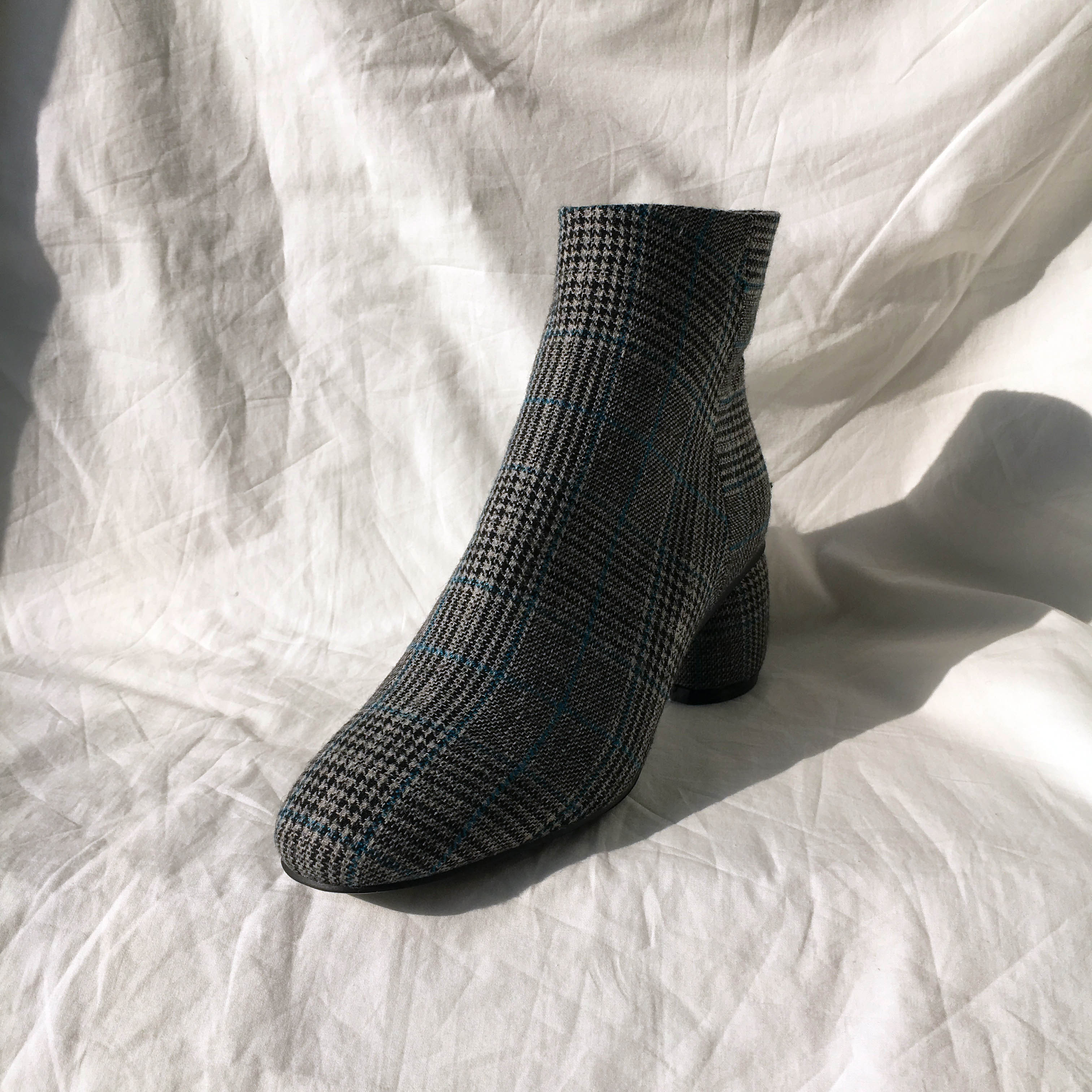 Brit Check Ankle Boots Midsole Suede Angle Round N