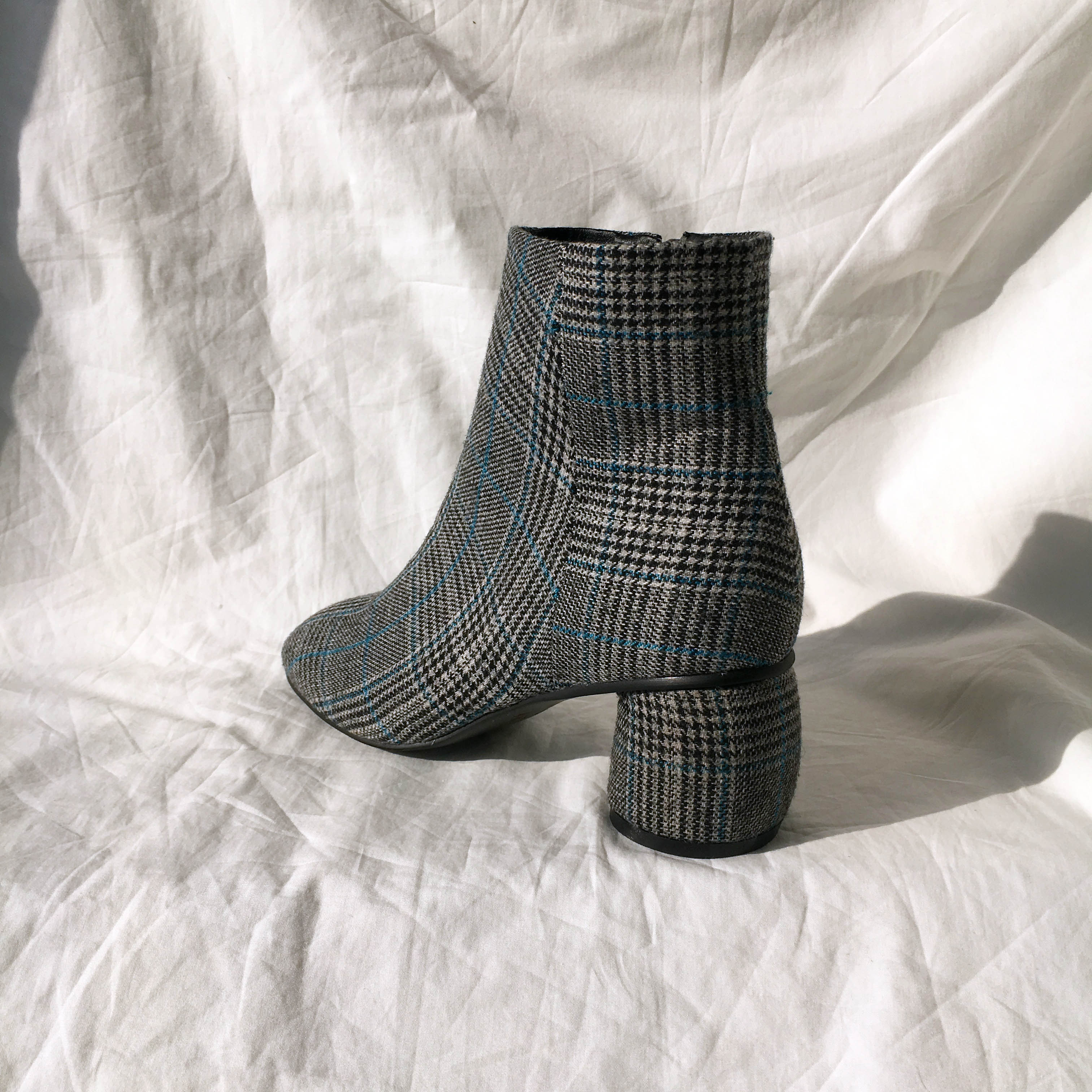 Brit Check Ankle Boots Midsole Suede Angle Round N