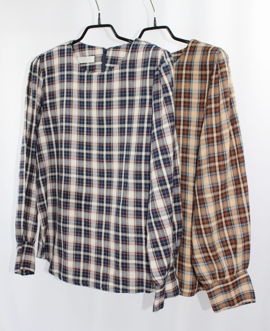 Women Blouses Check blouse 2color shirt Cody autum