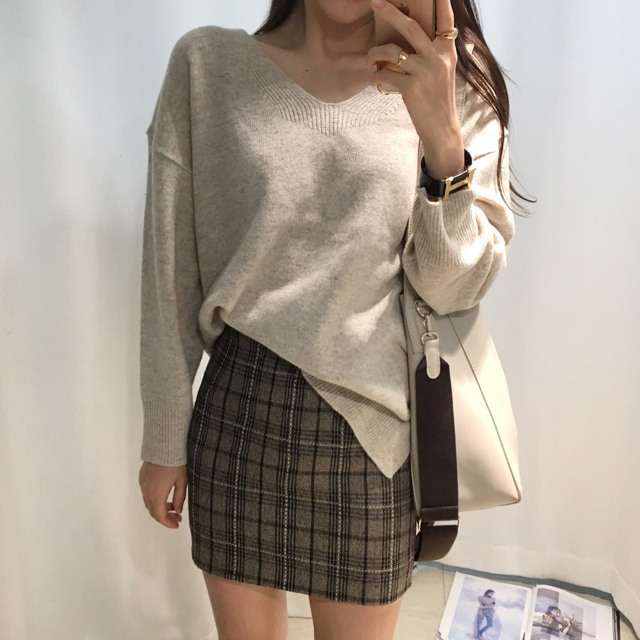 Woolen Check Mini-Skirt Classic Look Wedding Fashi