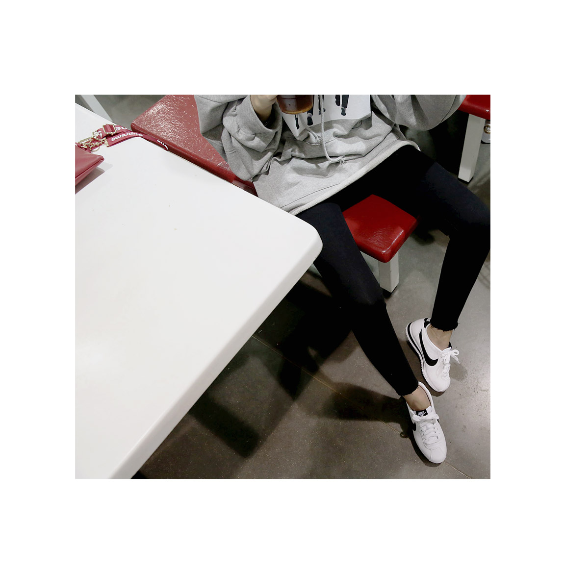 Korea Jeans Pants Span Waist Bands Black Skinny Je