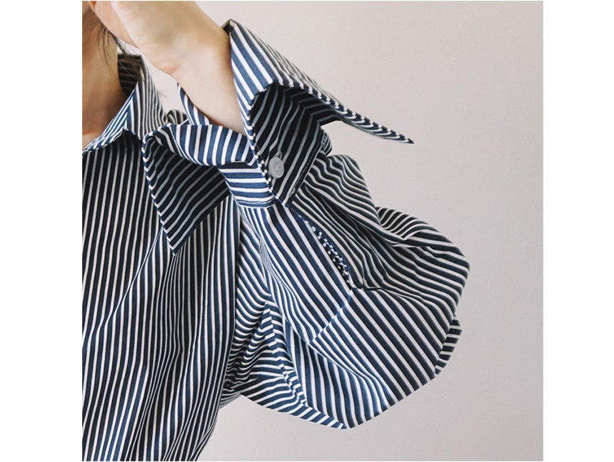 Loose-fit striped cuff -s-shirt Women's Fall Fa