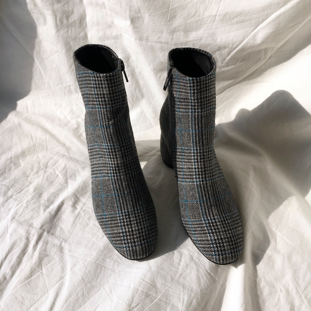 Brit Check Ankle Boots Midsole Suede Angle Round N