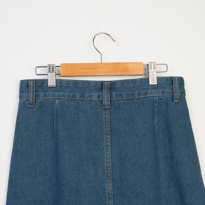 Denim Skirt Long Pocket Front Chinchilla 2 Color S