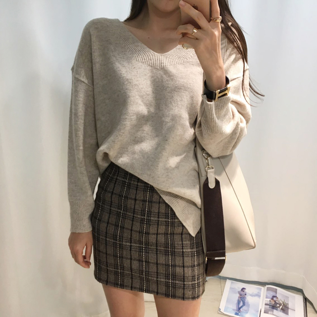 Woolen Check Mini-Skirt Classic Look Wedding Fashi