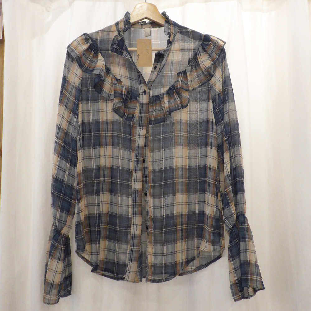 Women Blouses check Chiffon blouse Daily coordinat