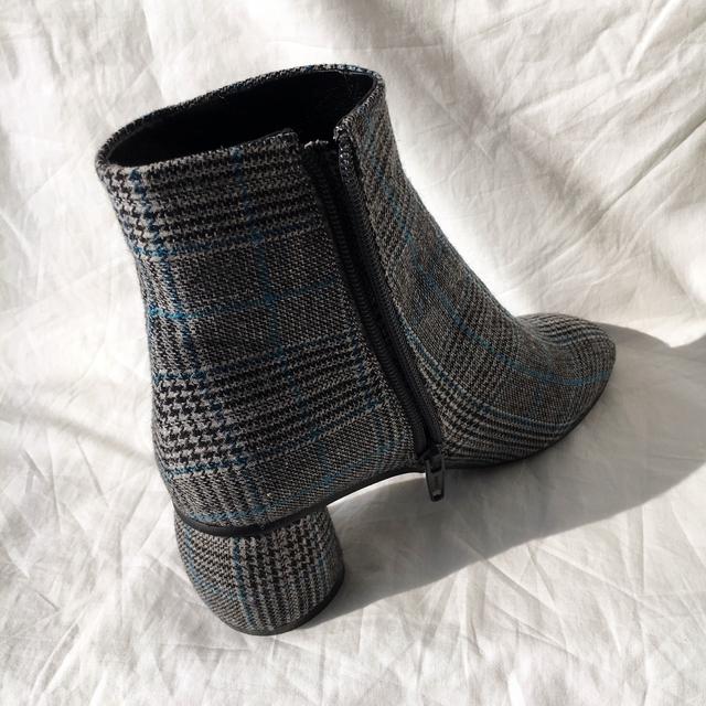 Brit Check Ankle Boots Midsole Suede Angle Round N