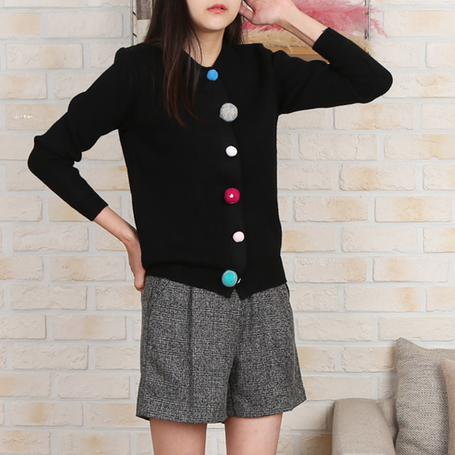 Women Short Pants Olive 4 Check Wool Bending Dress