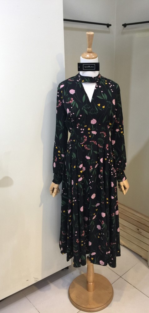 New Women Dress Black Flower One Piece 20's 30&