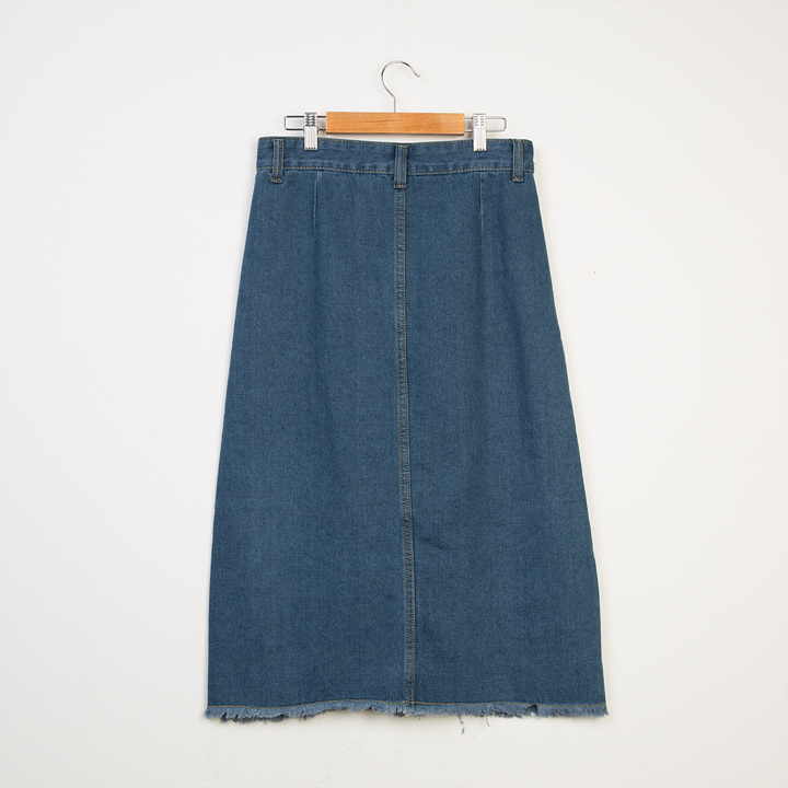Denim Skirt Long Pocket Front Chinchilla 2 Color S