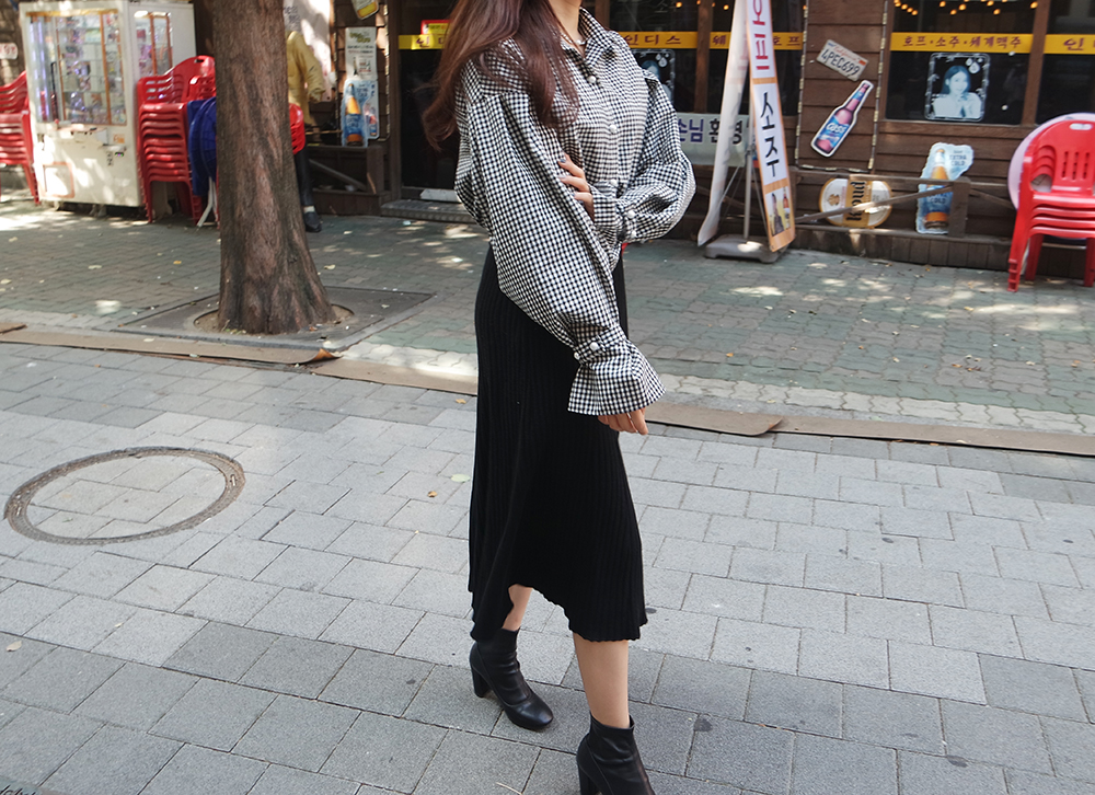 Golgi Knit A-Line Long Skirt Modern Unique Sensiti