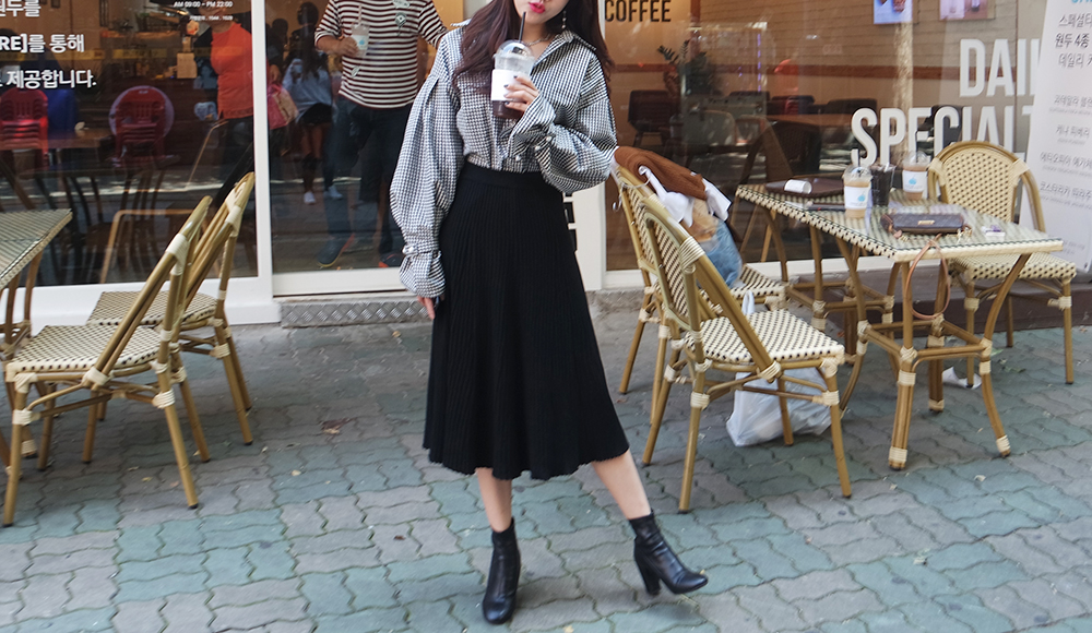 Golgi Knit A-Line Long Skirt Modern Unique Sensiti