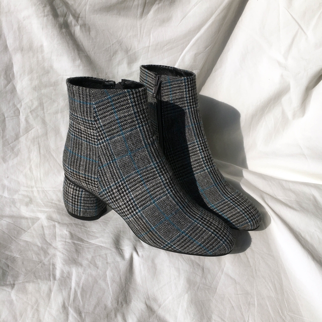 Brit Check Ankle Boots Midsole Suede Angle Round N