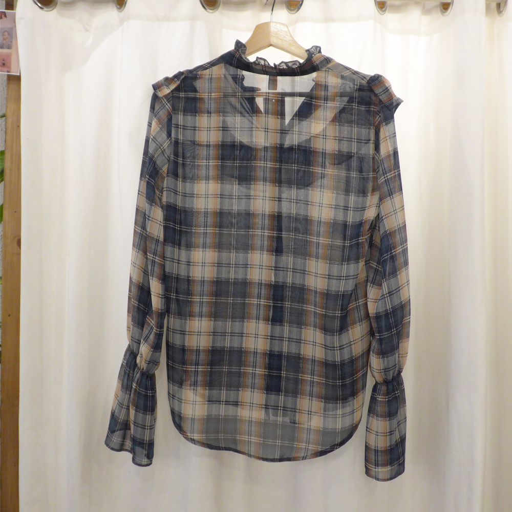 Women Blouses check Chiffon blouse Daily coordinat