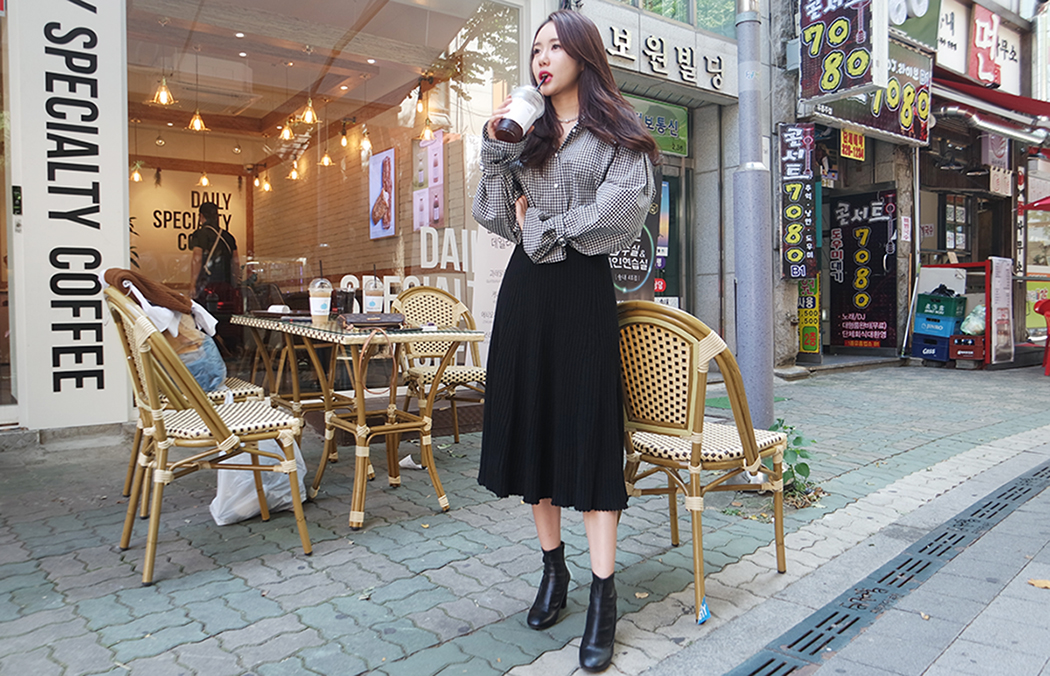 Golgi Knit A-Line Long Skirt Modern Unique Sensiti