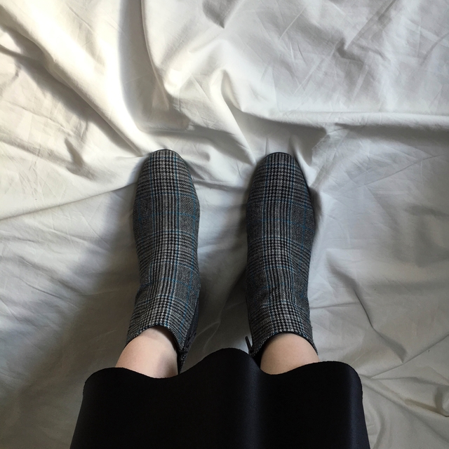 Brit Check Ankle Boots Midsole Suede Angle Round N