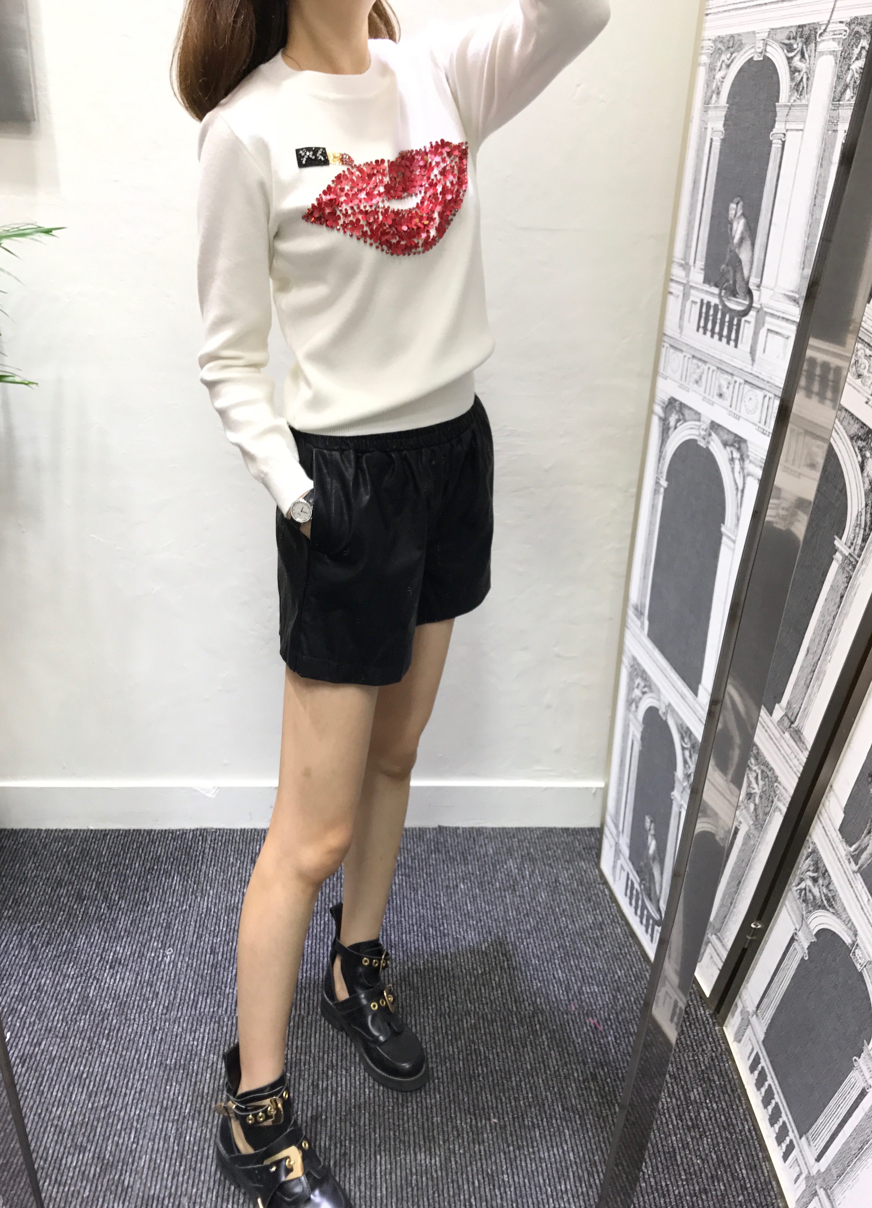 Women Short Pants Bending leather shorts 3color Bl