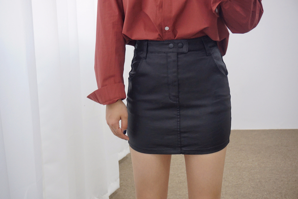 Simple A-Line Coat Miniskirt Leather Ladder Winter