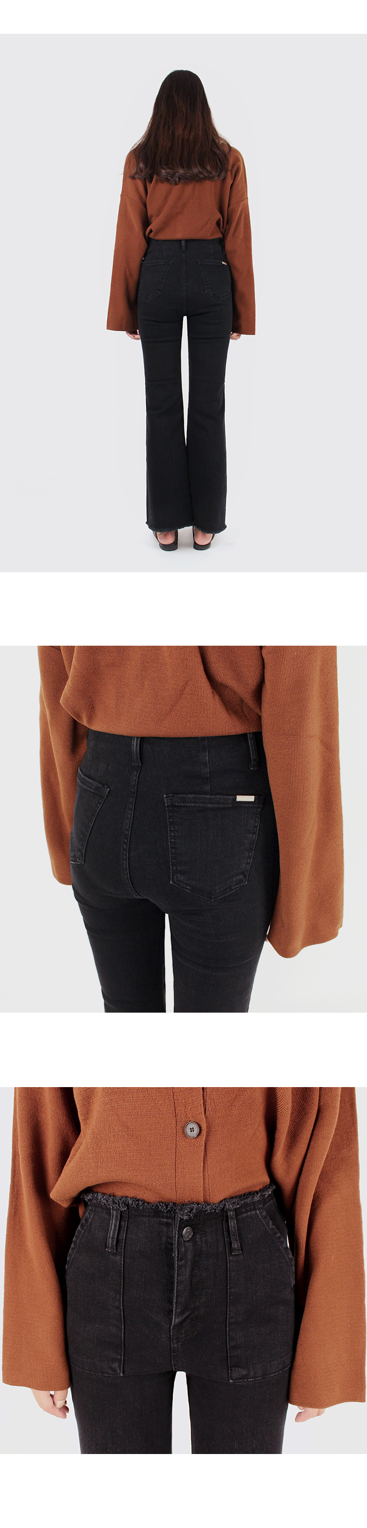 Korea Jeans Pants High West Boots Cut Black Jeans 