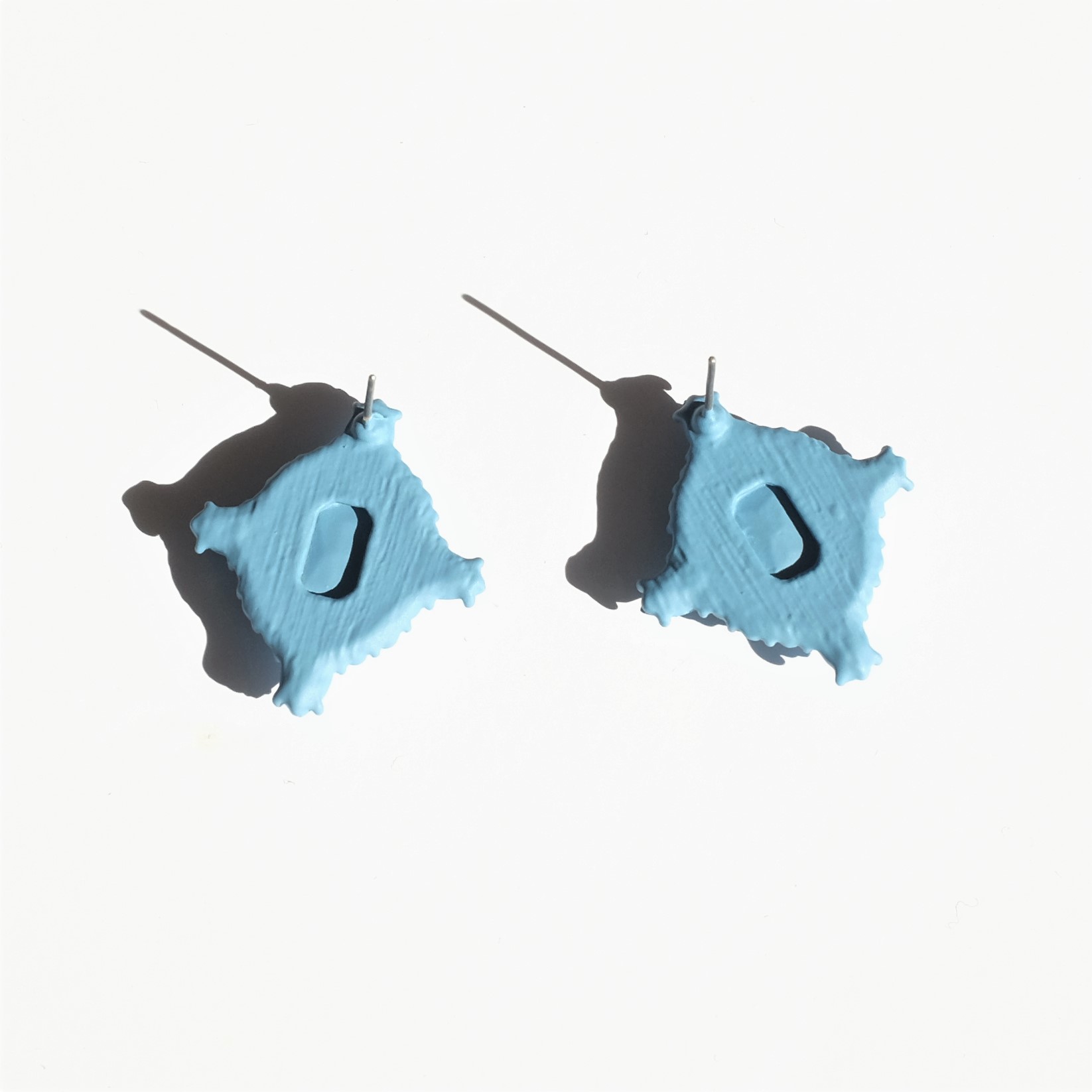 Color coated diamond rhinestone earrings blue poli
