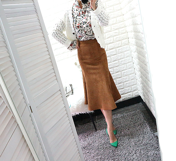 Suede Bending Muffle Skirt - 3color Coordination L