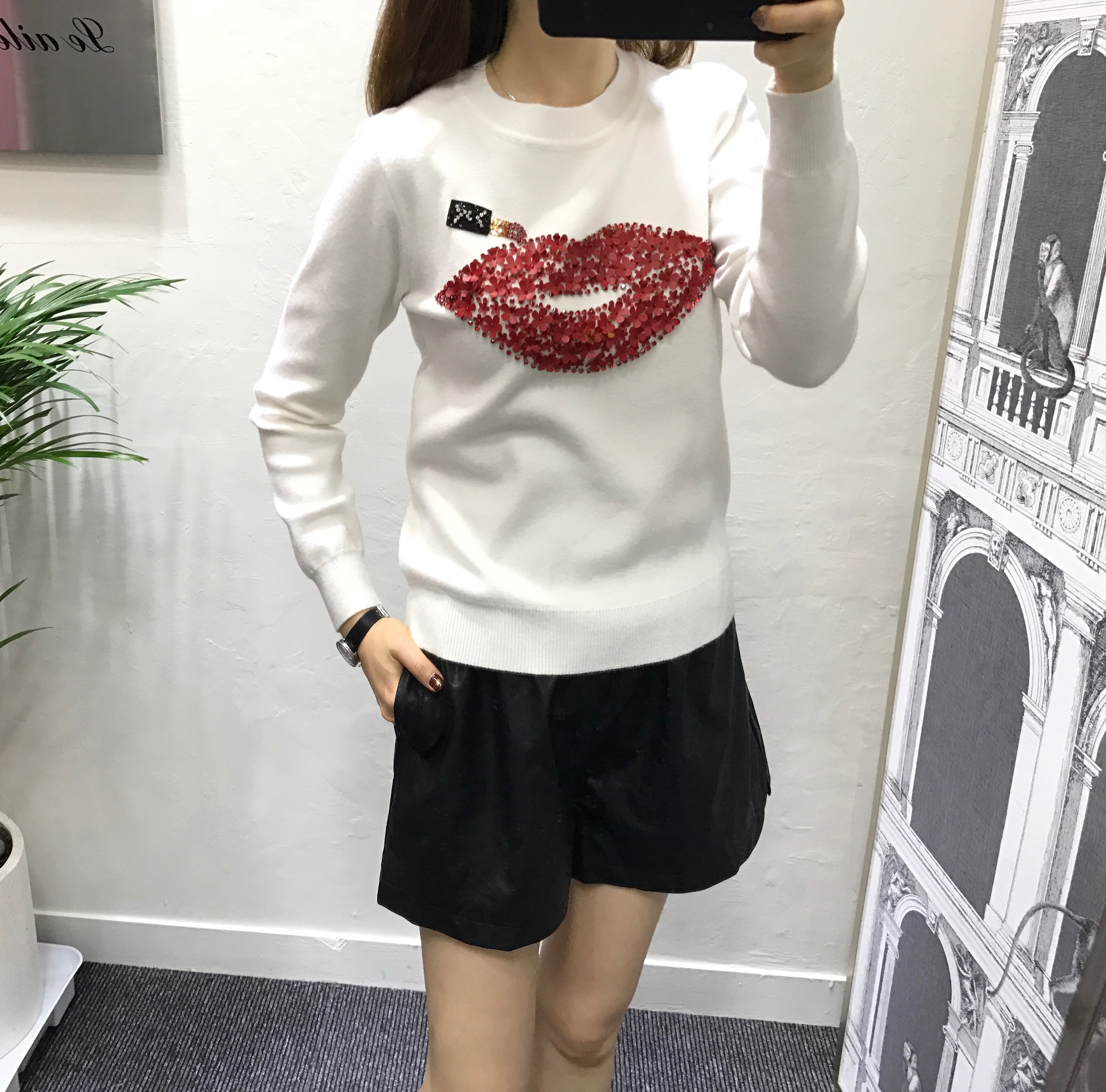 Women Short Pants Bending leather shorts 3color Bl