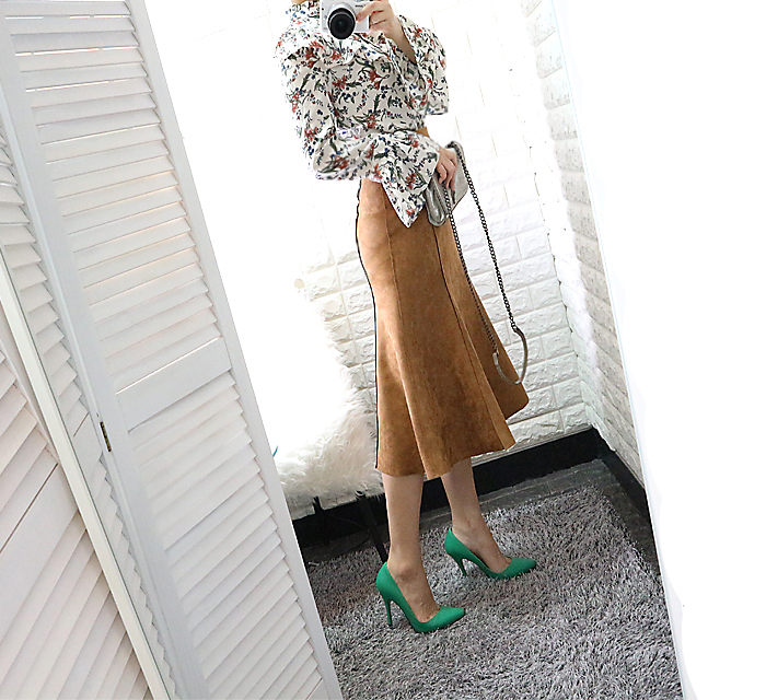 Suede Bending Muffle Skirt - 3color Coordination L