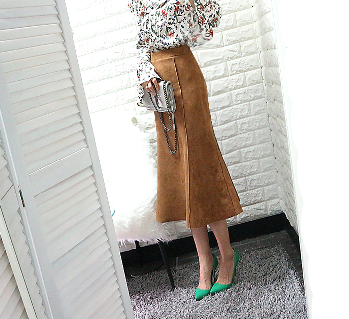 Suede Bending Muffle Skirt - 3color Coordination L